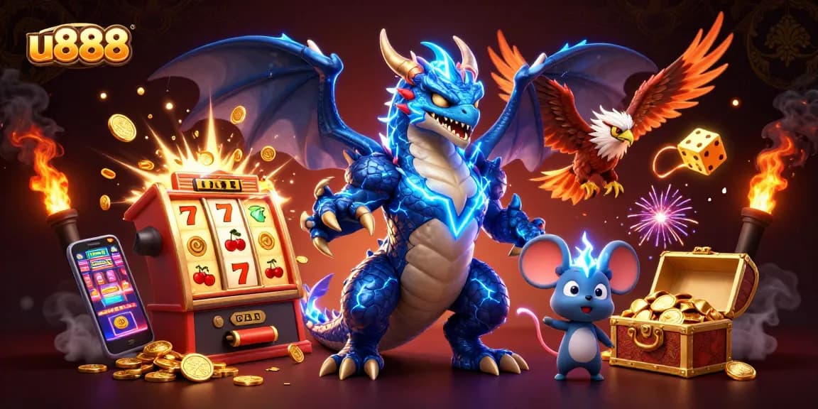 Spin and win with u888's electrifying slots action featuring vibrant characters and games.