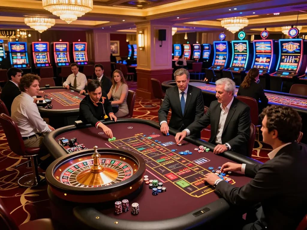 Players engaging in intense roulette gameplay at TR88 casino with vibrant atmosphere