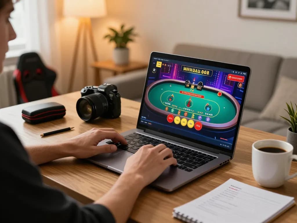 Engaged player experiencing online blackjack at 777x, showcasing a cozy gaming environment