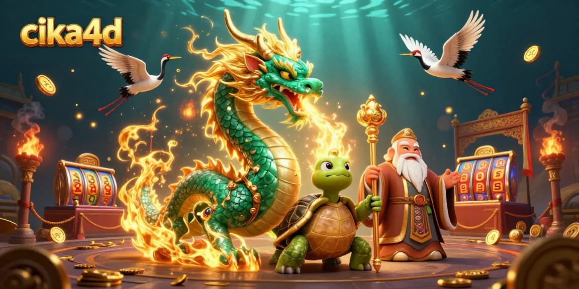 Experience thrilling gameplay with cika4d featuring dragons and vibrant slot elements in a captivating casino scene.