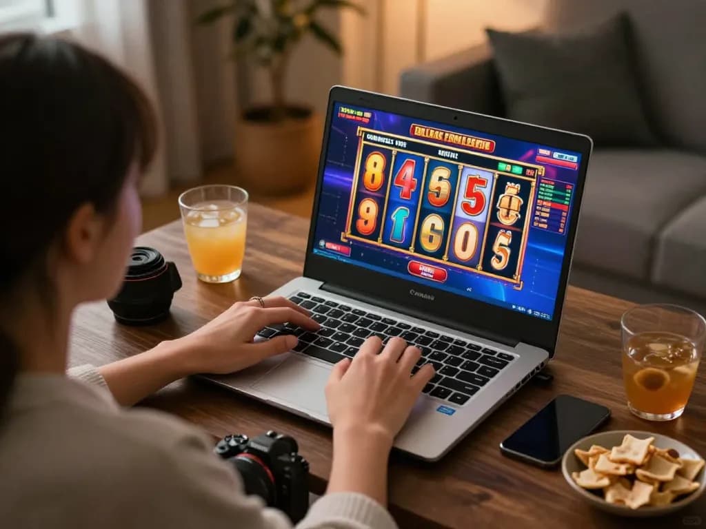 Engaging home online gambling scene emphasizing betbet gameplay on laptop.