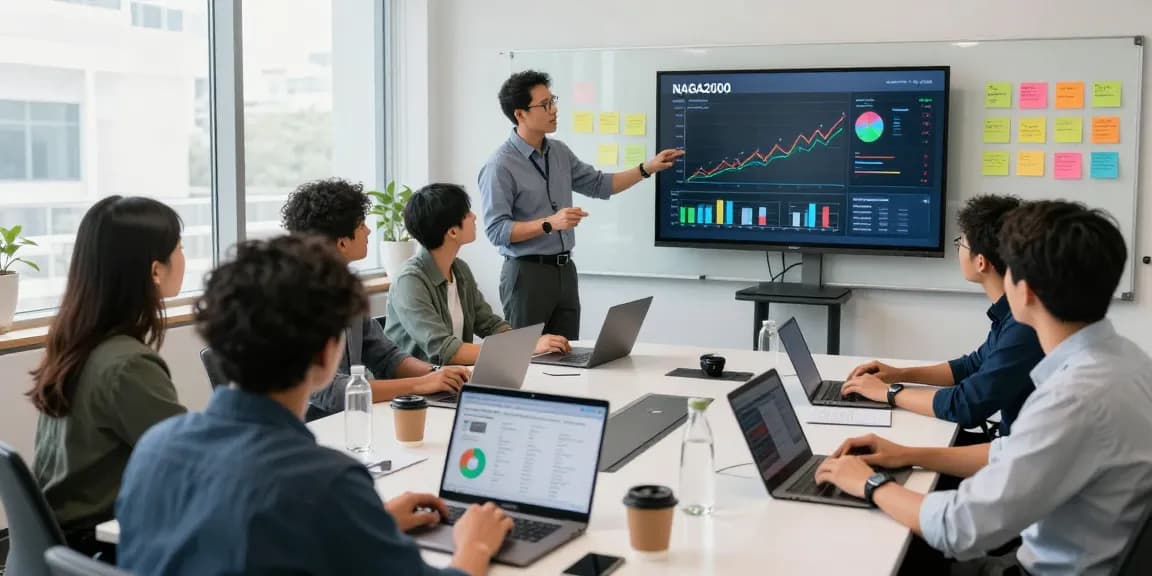 NAGA2000 analysis in a collaborative tech workspace with a diverse team and modern digital tools