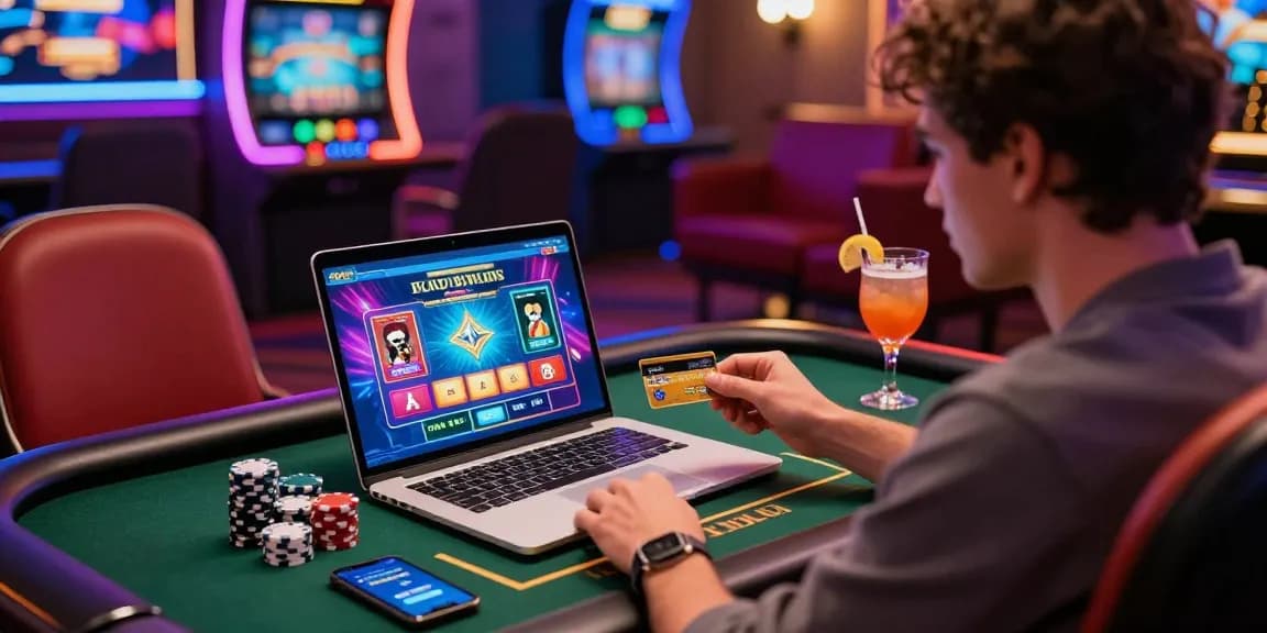 Player enjoying online gaming at a credit card casino with vibrant atmosphere at https://brcs.co.uk/