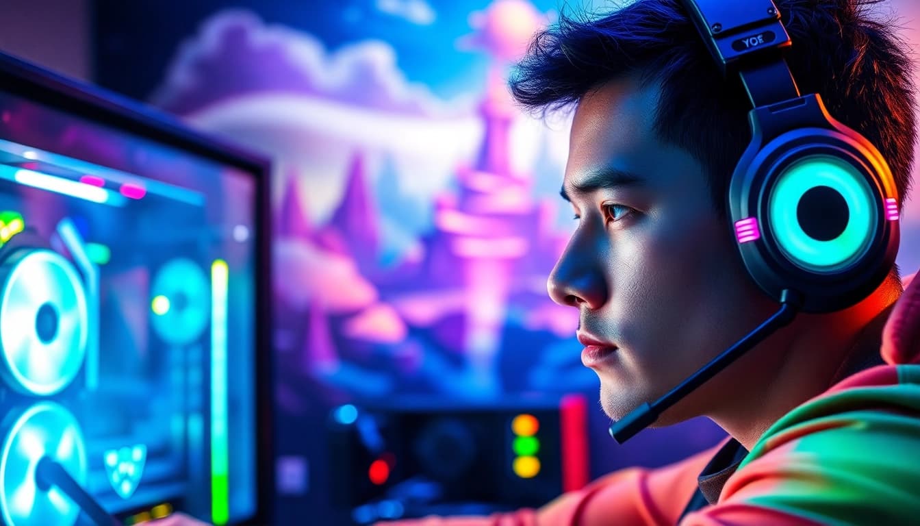 Engaged player focused on yono game amidst a thrilling virtual environment.