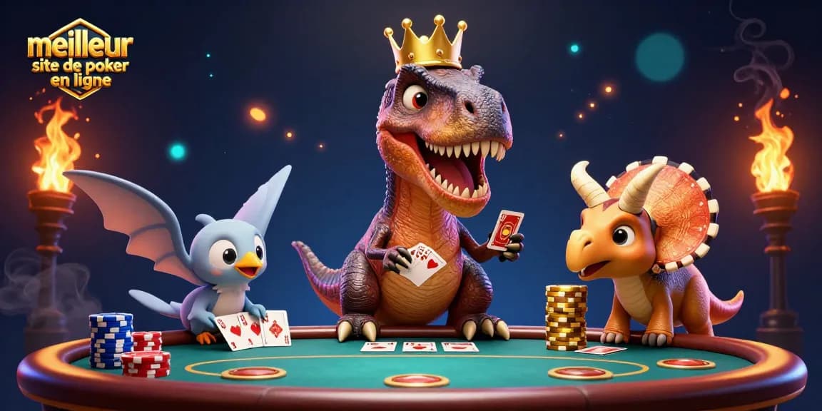 Jouez au meilleur site de poker en ligne avec un T-Rex, un ptérodactyle et un tricératops.