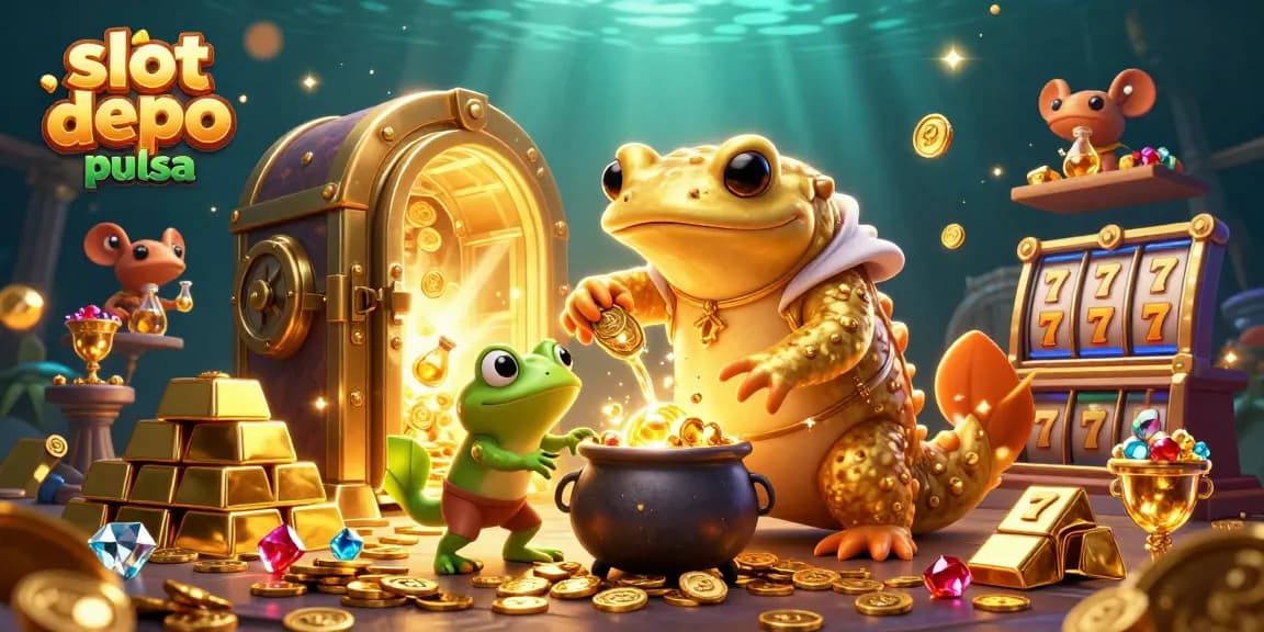 Menang besar dengan slot depo pulsa di lingkungan kasino penuh warna dan harta karun.