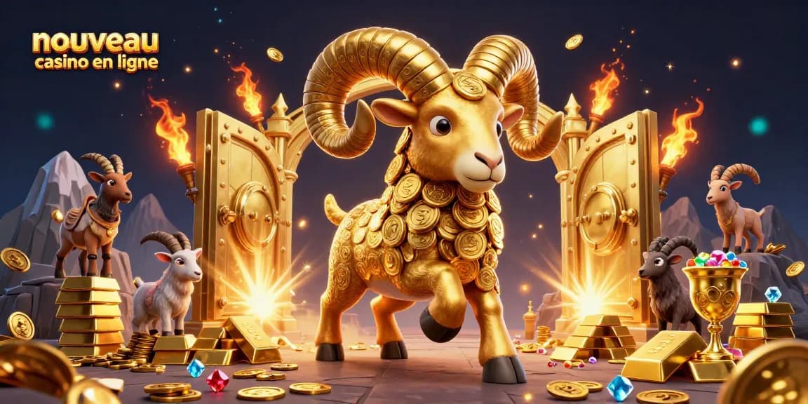 Rejoignez le nouveau casino en ligne avec un bélier doré et des trésors scintillants.