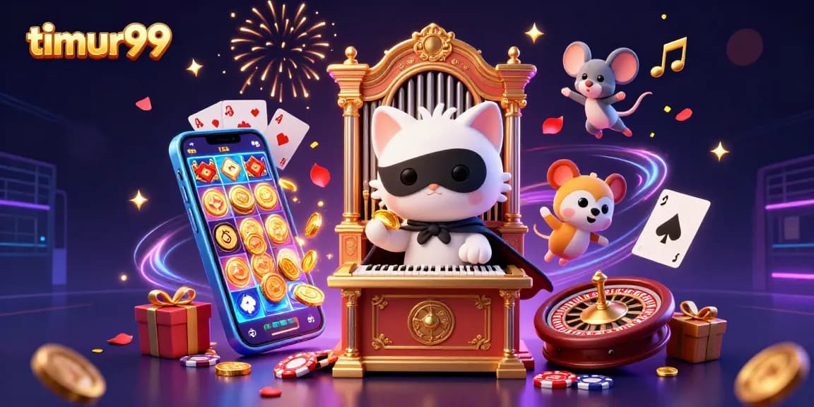 Experience thrilling spins and wins at timur99 with a vibrant slot game scene full of dynamic casino elements.