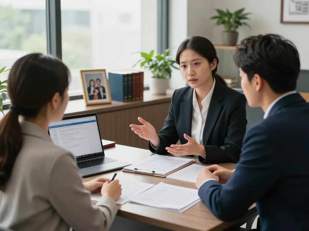 Orlando Personal Injury Lawyer attentively consulting a client in a welcoming law office.