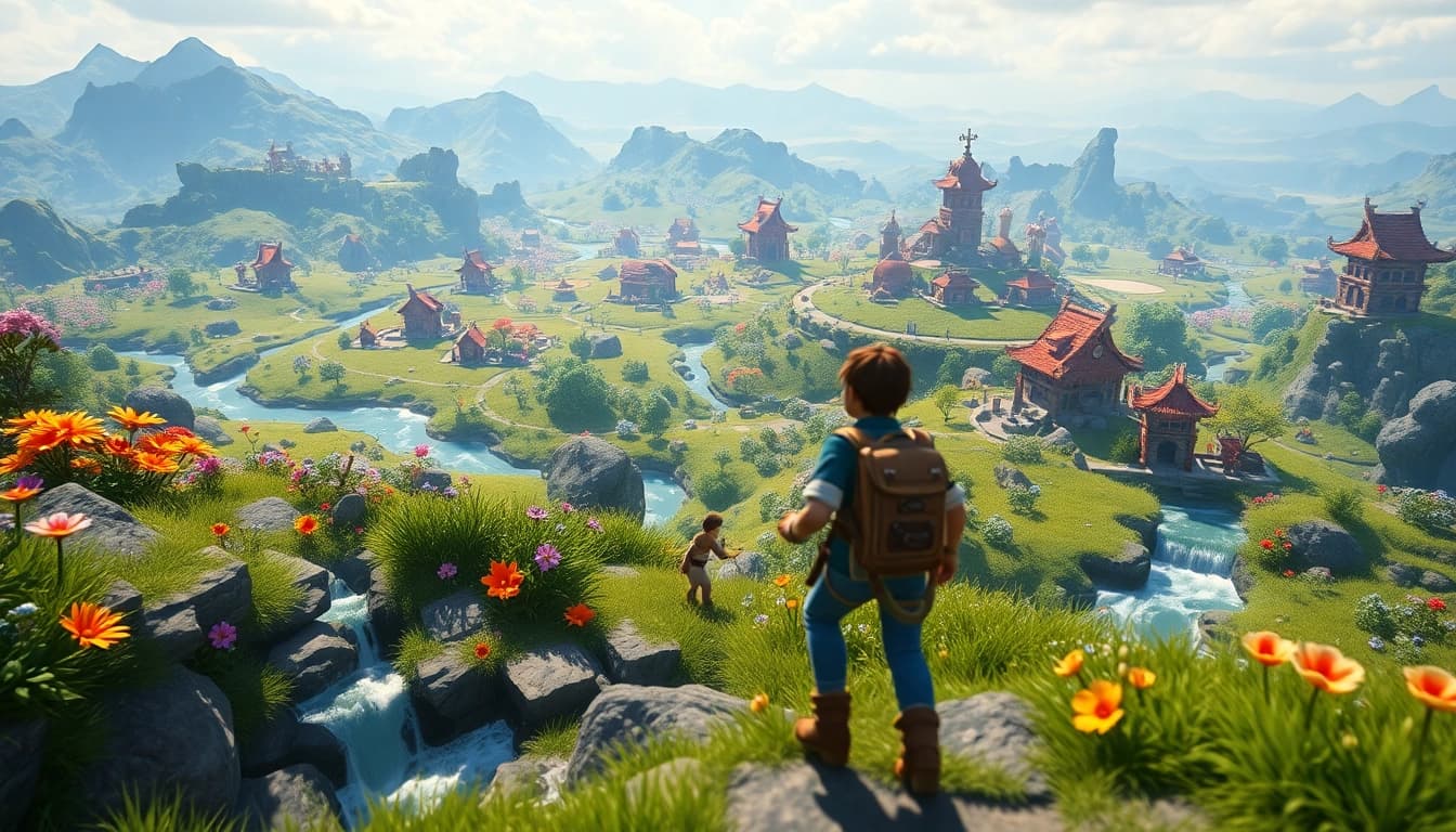 Experience the vibrant scene of a character in action from yono game, set in a mesmerizing digital landscape.