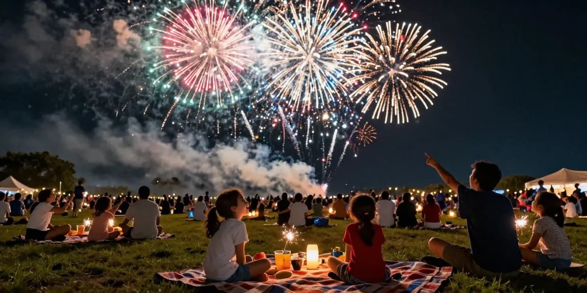 Exciting firework display lighting up the night sky at a family celebration, showcasing fireworks uk.