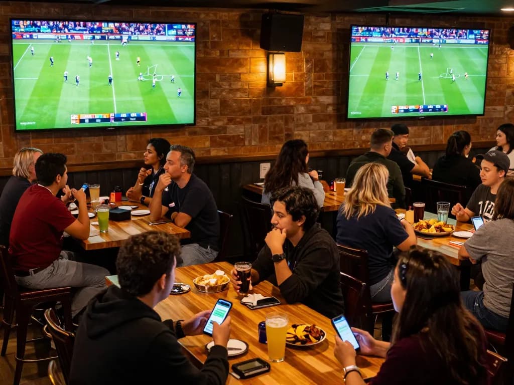 Fans enjoying a live match at Lương Sơn TV while engaging in sports betting activities.