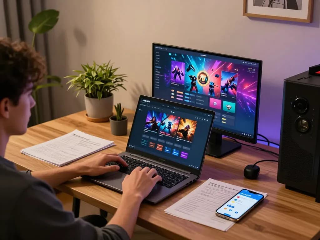 Player engaging in online betting with LLWIN on a laptop in a cozy home office
