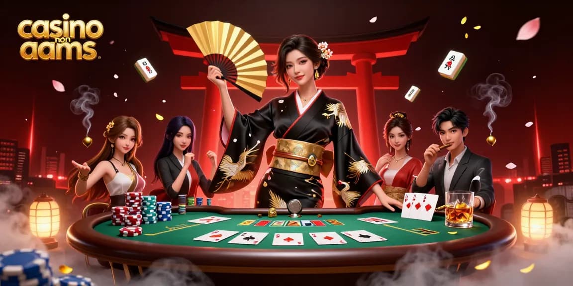 Scopri il fascino dei casino non aams con un'elegante donna asiatica in una vivace scena di gioco piena di azione.