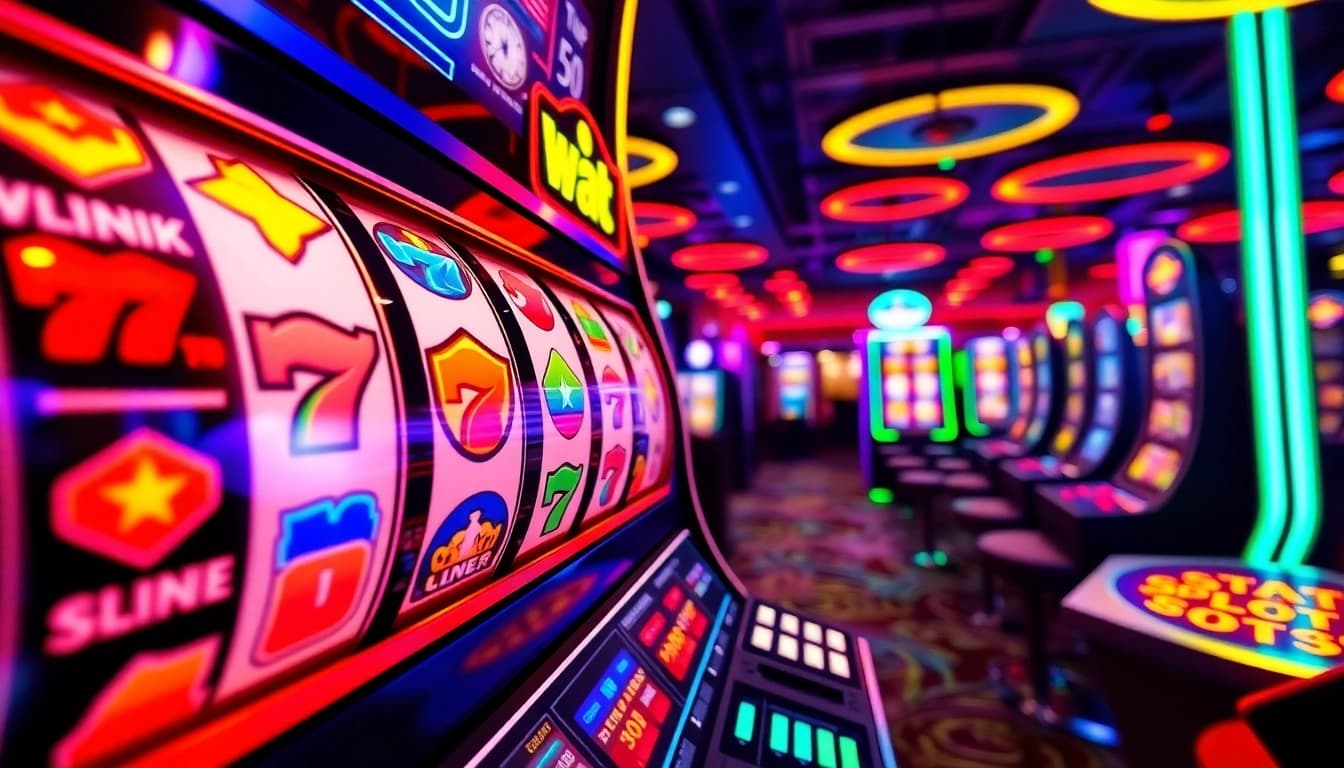Slot777 yang menarik dengan elemen permainan, menampilkan antarmuka mesin slot yang menggoda.