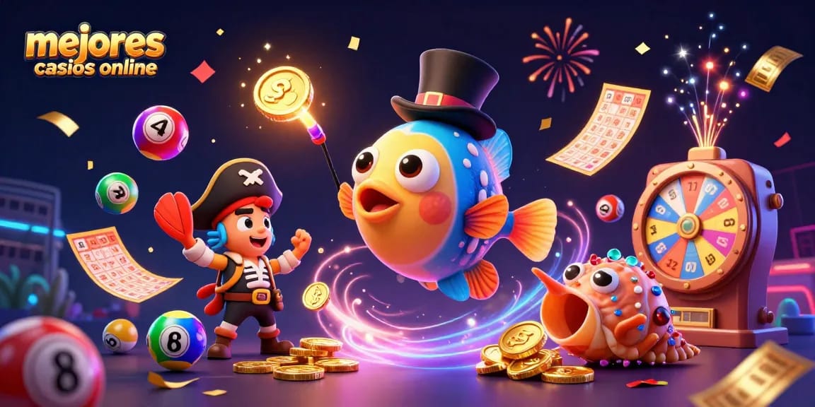 Ilustra los mejores casinos online con un pez abisal brillante, un camarón pirata y un caracol del tesoro.