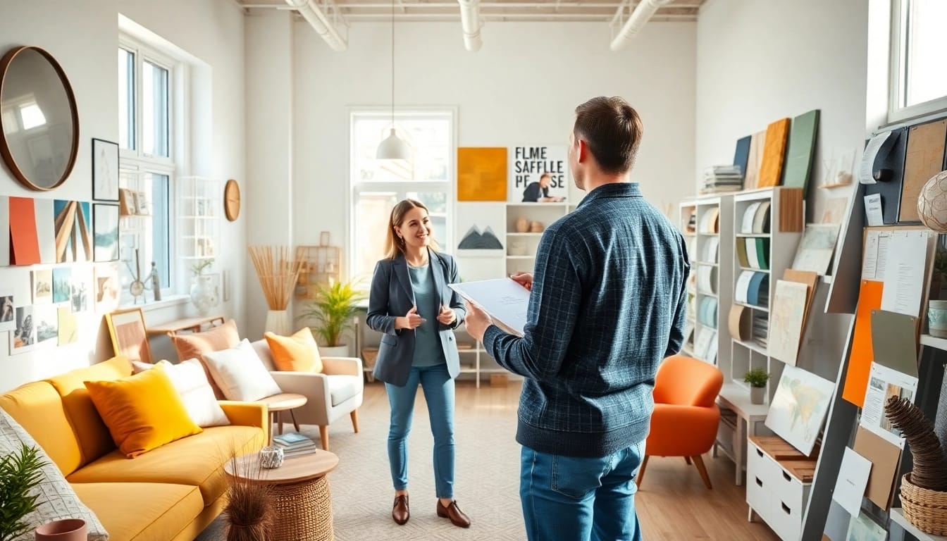 Engaging interior designer at work in a bright studio from https://bestdesignersintheworld.com/ showcasing creativity.