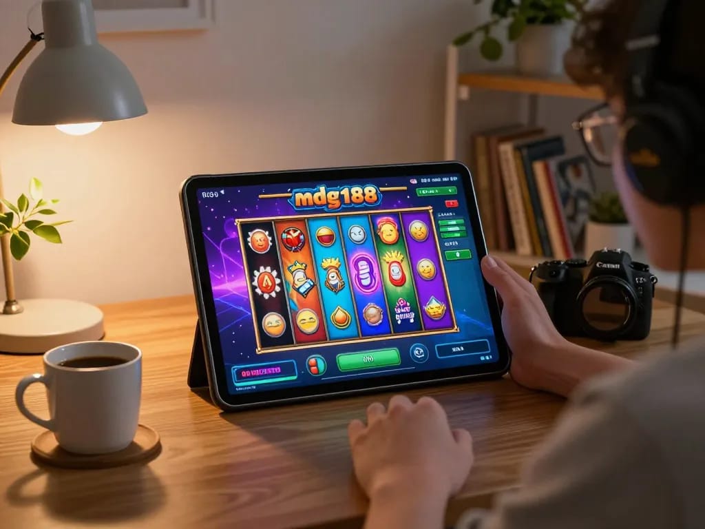 Experience the excitement of mdg188 slot games in a cozy home gaming setup.