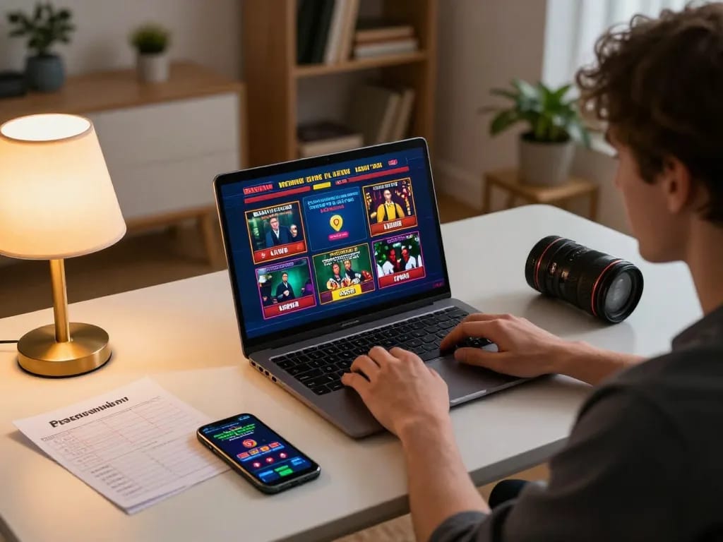 Engaging in online betting at home showcasing link mm88 on the laptop screen