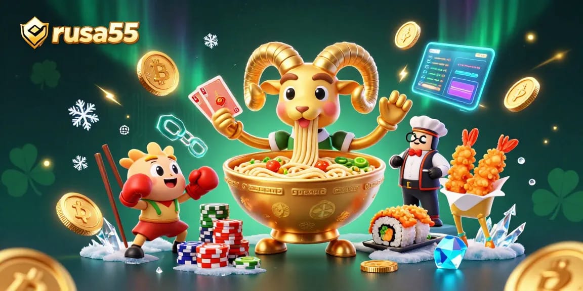Experience exciting gameplay with rusa55 in a vivid 3D cartoon casino scene filled with vibrant characters and gaming elements.
