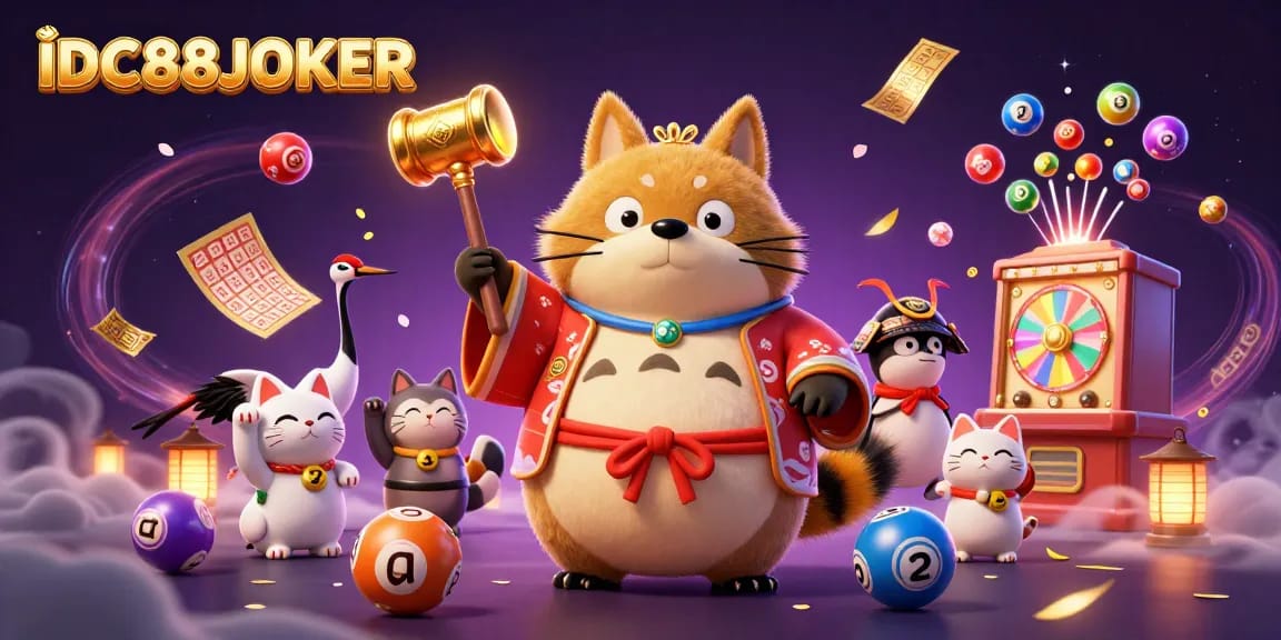 Experience thrilling gameplay with IDC88JOKER's vibrant scene of lucky characters and casino elements.