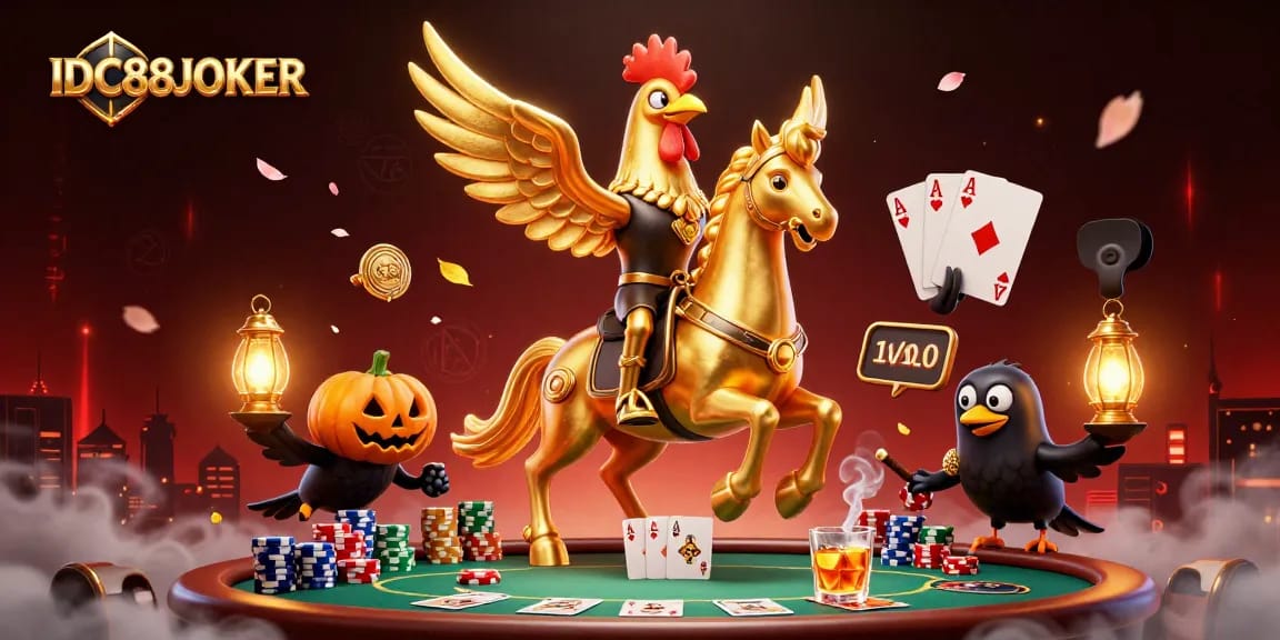 Experience thrilling gaming action at IDC88JOKER with vibrant casino elements and magical characters.