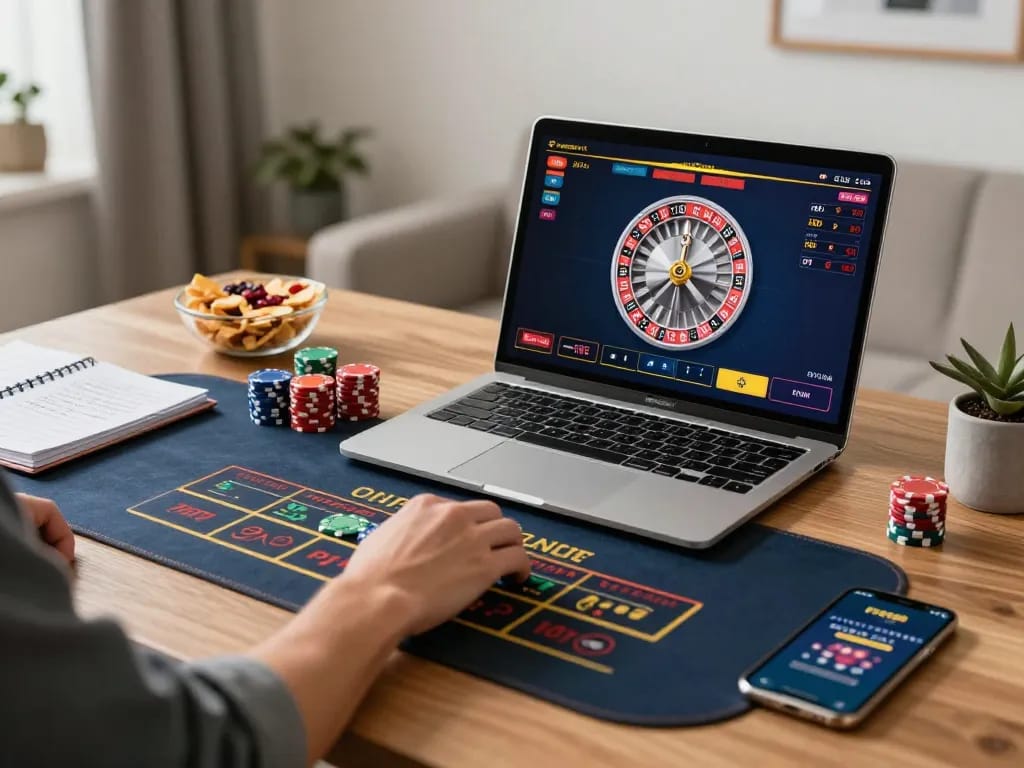 Player engaging in a thrilling five88 online casino game with roulette bets while strategizing.