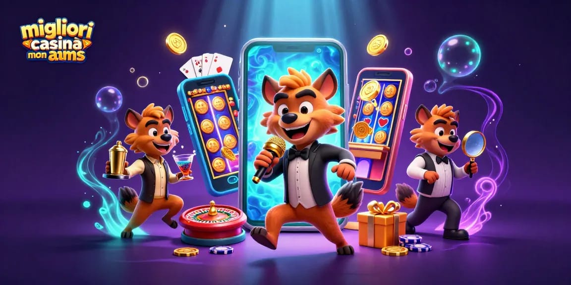 Divertenti momenti nei migliori casinò online non AAMS con comici e drink, tutti felici.