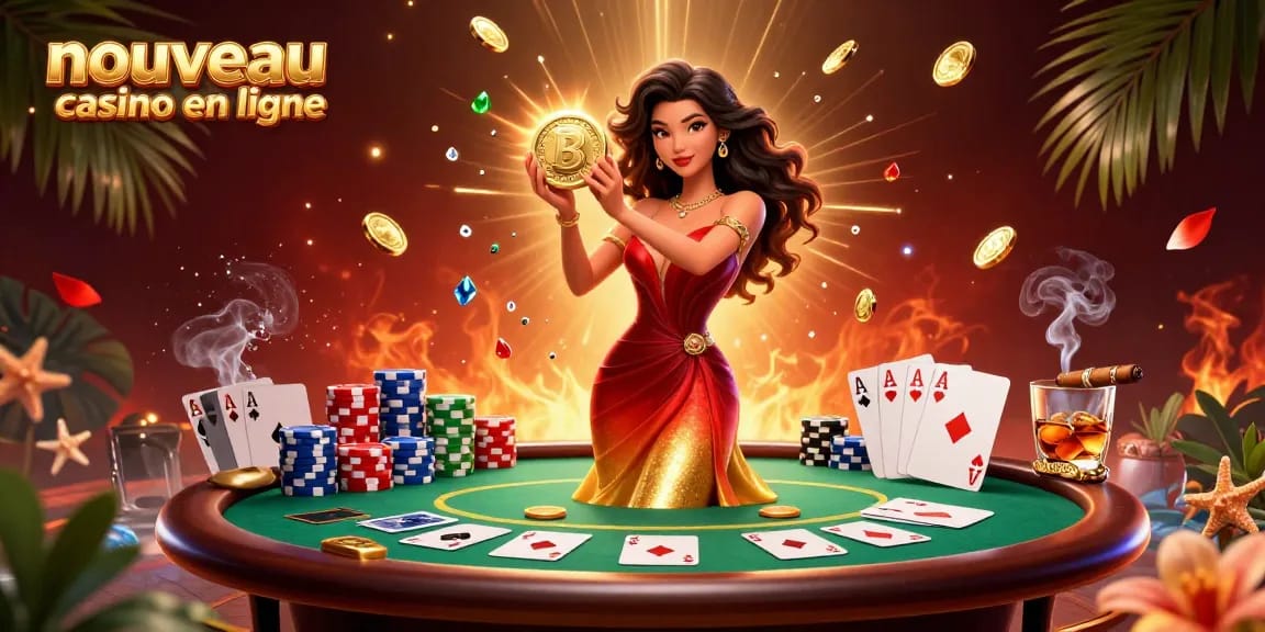 Vivez l'excitation des nouveaux casinos en ligne où des personnages vibrants et des éléments de poker créent une atmosphère engageante.