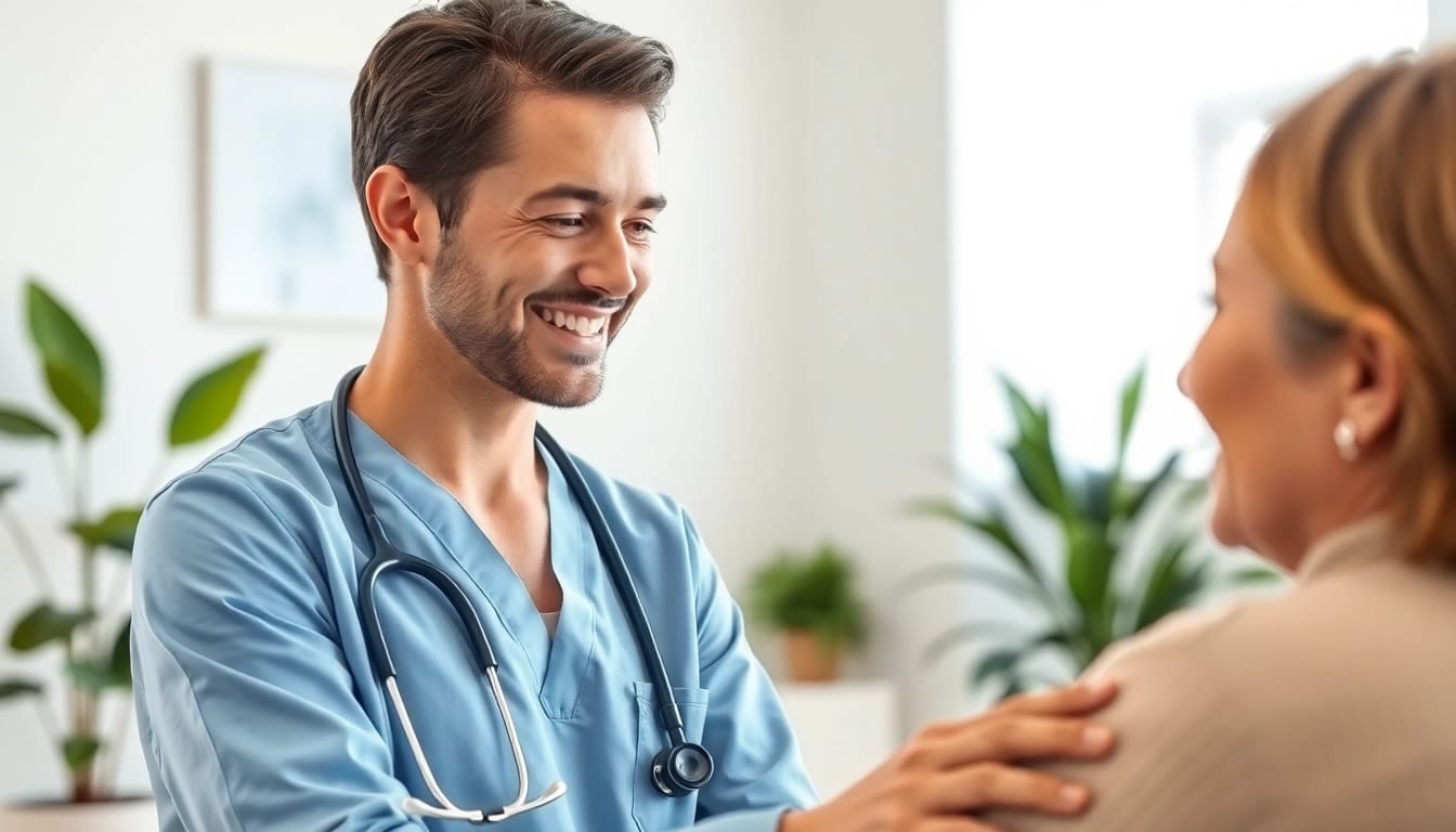 Engaging concierge health service Sydney with patient interaction in a calming clinic.