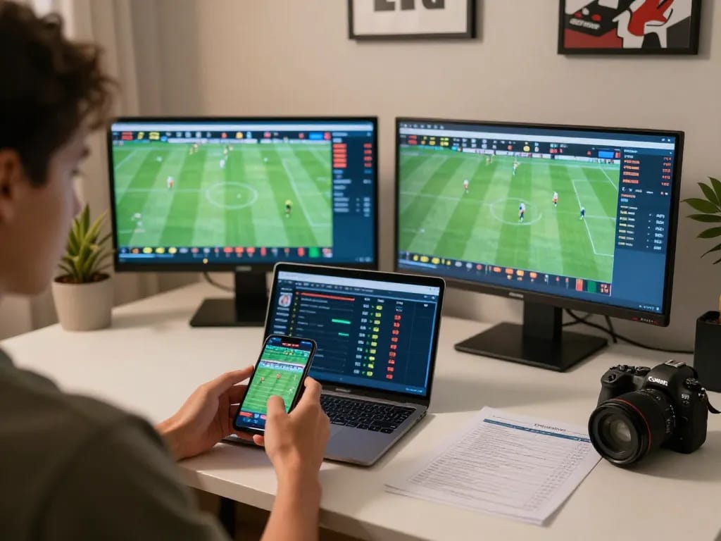 Bongdalu sports betting player engaging in live odds strategy from home setup