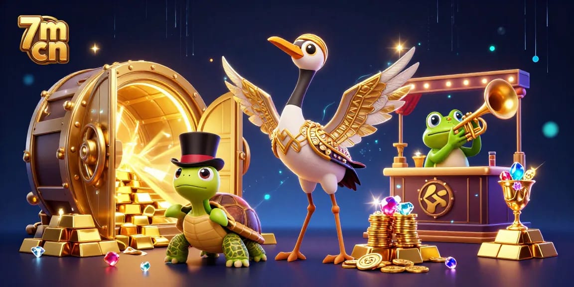 Experience the thrills of 7m cn as colorful characters play in a vibrant casino scene filled with treasures.