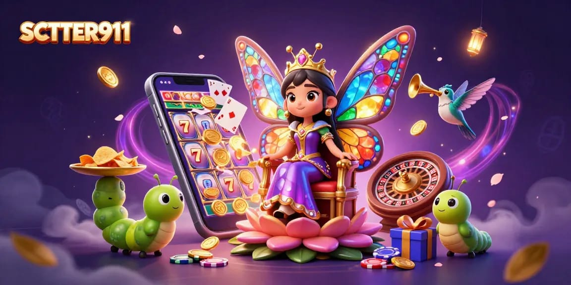 Engage with SCATTER911, revealing a magical casino scene with vibrant characters and dynamic gaming elements.