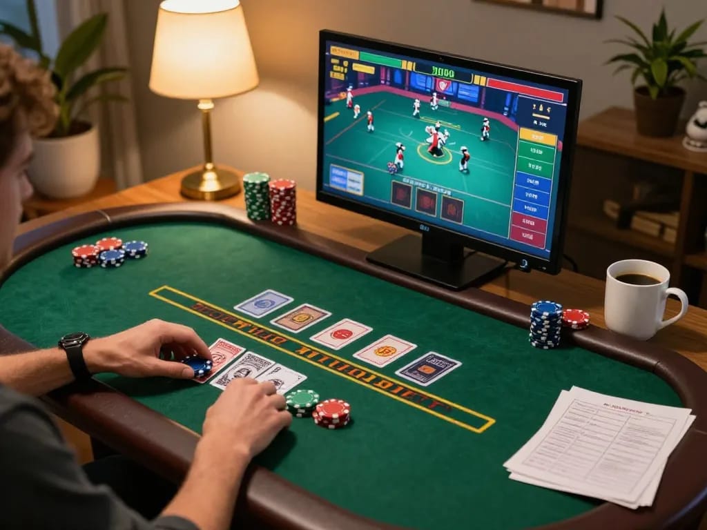 98 win player placing bets on live dealer blackjack in a cozy home setup