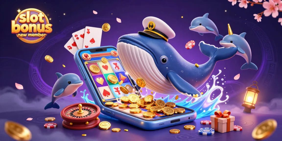 Unleash your luck with a slot bonus new member in this vibrant casino scene of animated sea creatures.