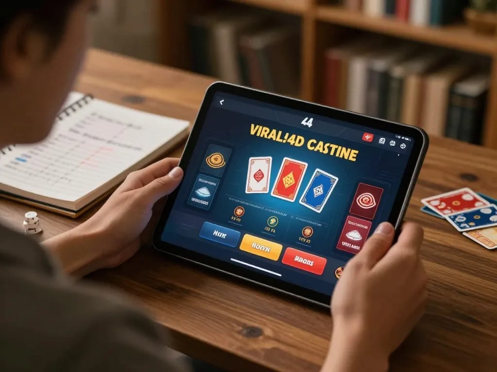 Engaging in viral4d online casino app during a cozy home gaming session, showcasing strategic gameplay