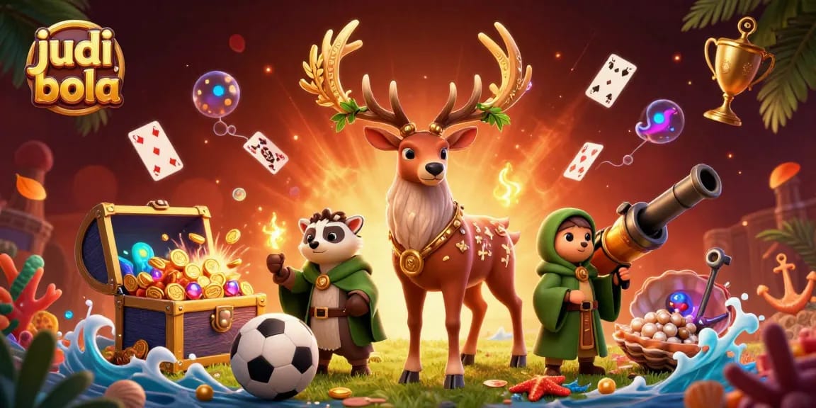 Engage in judi bola excitement with a vivid 3D scene featuring performers and immersive sports elements.