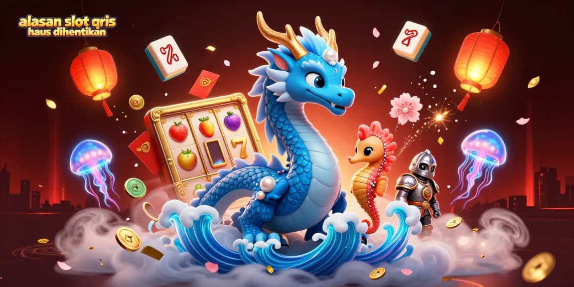 Engaging illustration embodying alasan slot qris harus dihentikan, showcasing casino elements and vibrant characters.