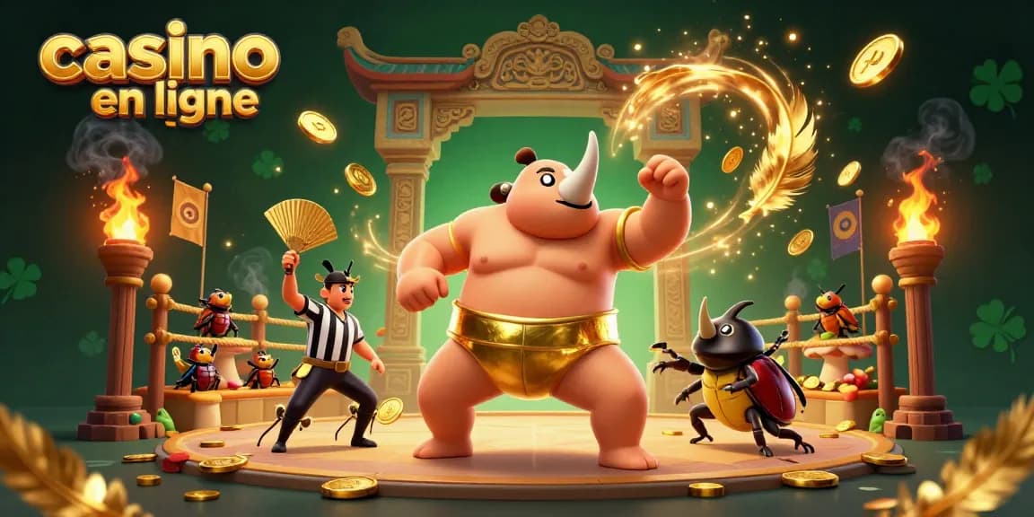 Jouez sur un casino en ligne avec des gains en jetons dorés et une ambiance festive.