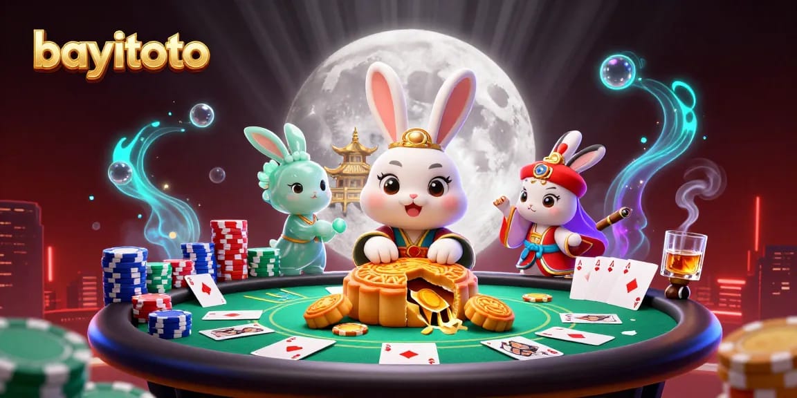 Experience thrilling gameplay at bayitoto with a vibrant casino atmosphere featuring poker and lunar rabbits.