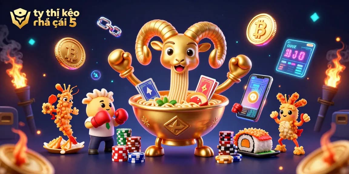 Engaging scene illustrating tỷ lệ kèo nhà cái 5 with animated characters in a vibrant sports betting atmosphere.