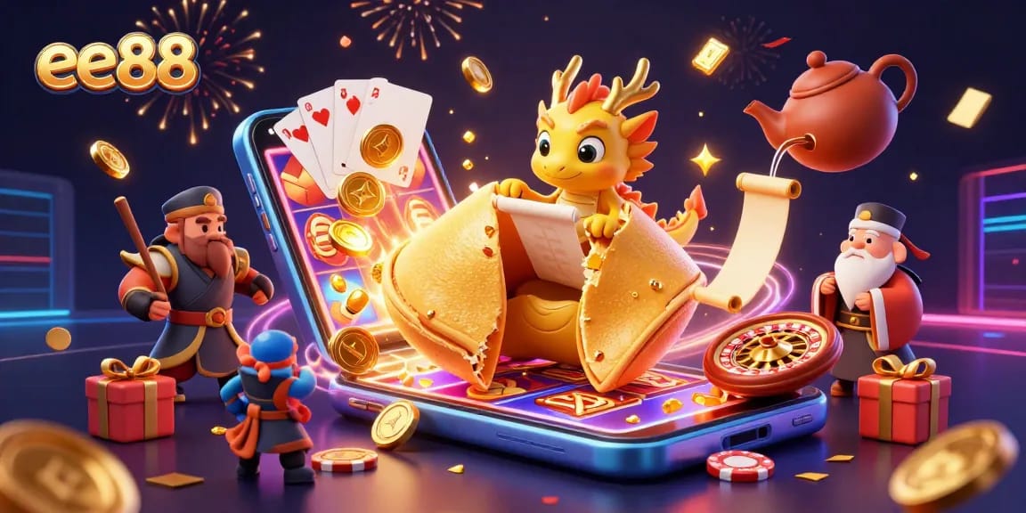 Engage in thrilling gameplay at ee88 with a vibrant 3D casino scene filled with gold and excitement.