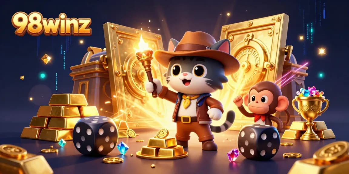 Spin to win with 98winz, uncovering treasures in a vibrant casino adventure.