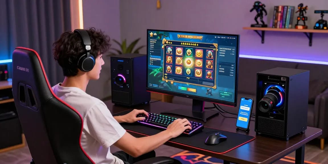 Engaging gaming scene highlighting deposit pulsa tanpa potongan experience with vibrant displays and gaming gear.