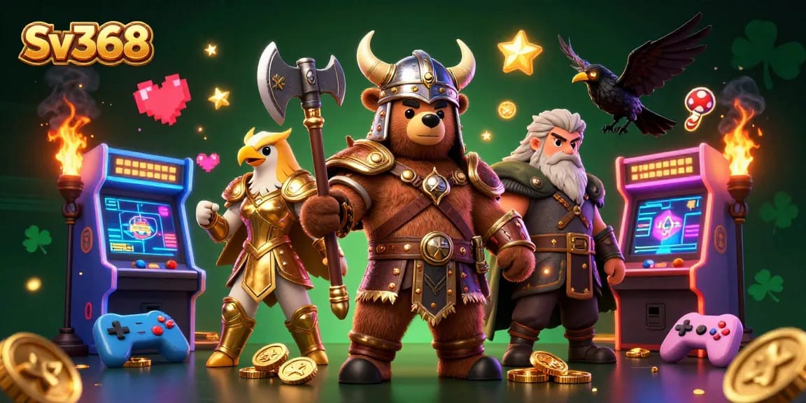 Engage with the gaming excitement at Sv368, featuring a Viking berserker bear with battle axes.