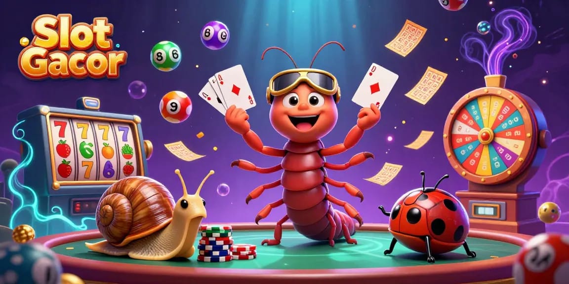 Menggandakan peluang menang di Slot Gacor dengan dealer kartun dan elemen permainan kasino yang berwarna-warni.