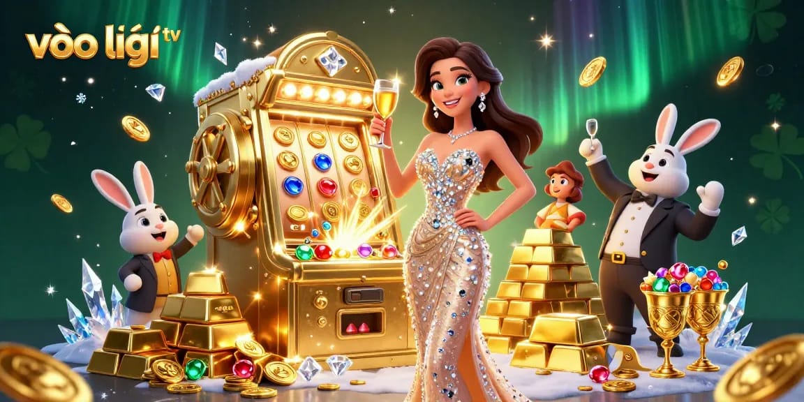 Experience the thrill of casino gaming with vào lưới tv, featuring a glamorous scene of jackpots and riches.