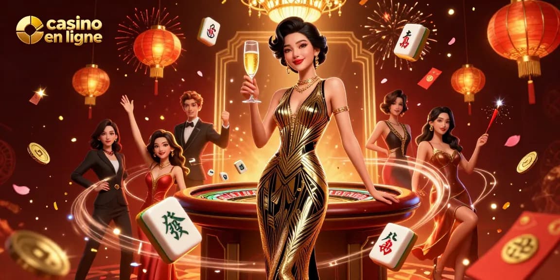 Experience the excitement at casino en ligne with this elegant illustration showcasing games and celebrations.