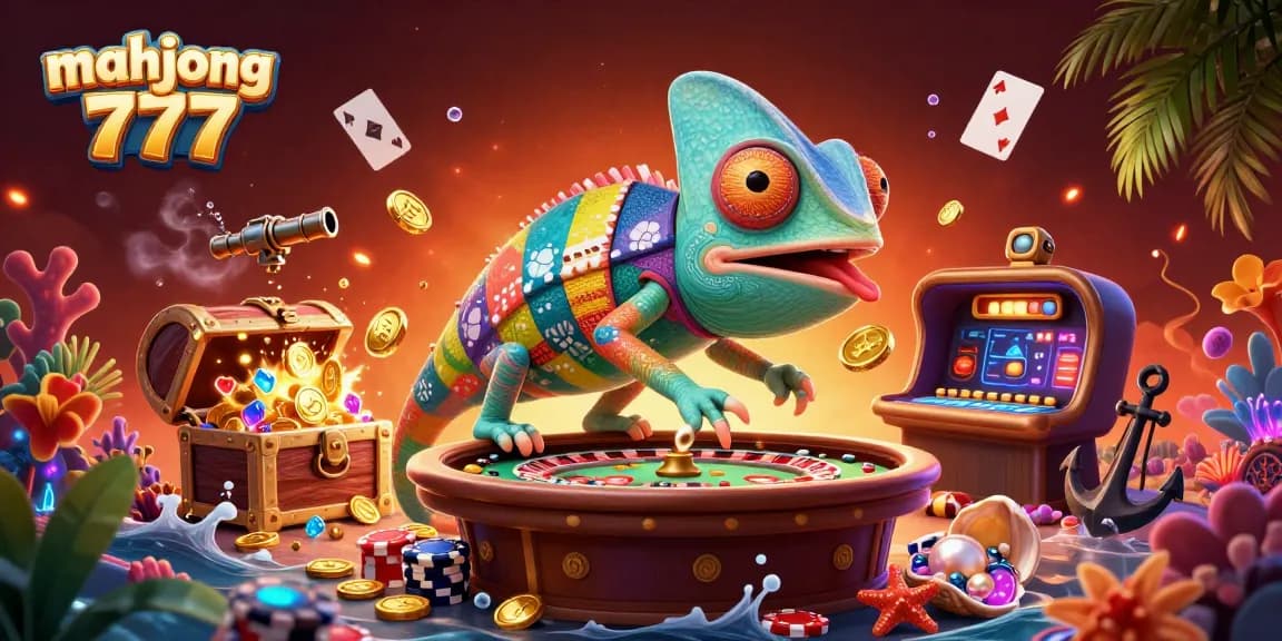 Experience thrilling mahjong 777 action with vibrant casino elements in this lively 3D illustration.