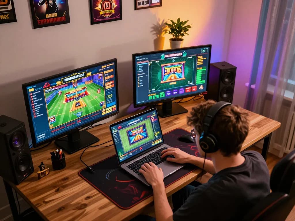 Play bk8 games on a vibrant setup, user engaged with casino bets and live sports
